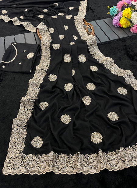 KT 2018 Georgette With Emberodery Work Saree Wholesalers In Delhi
